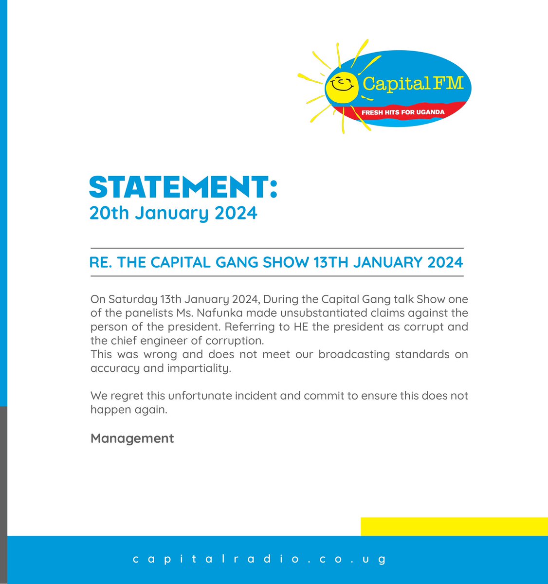 President Museveni's Government Faces Criticism Over Alleged Intimidation of Media Houses: Capital FM Issues Letter of Apology